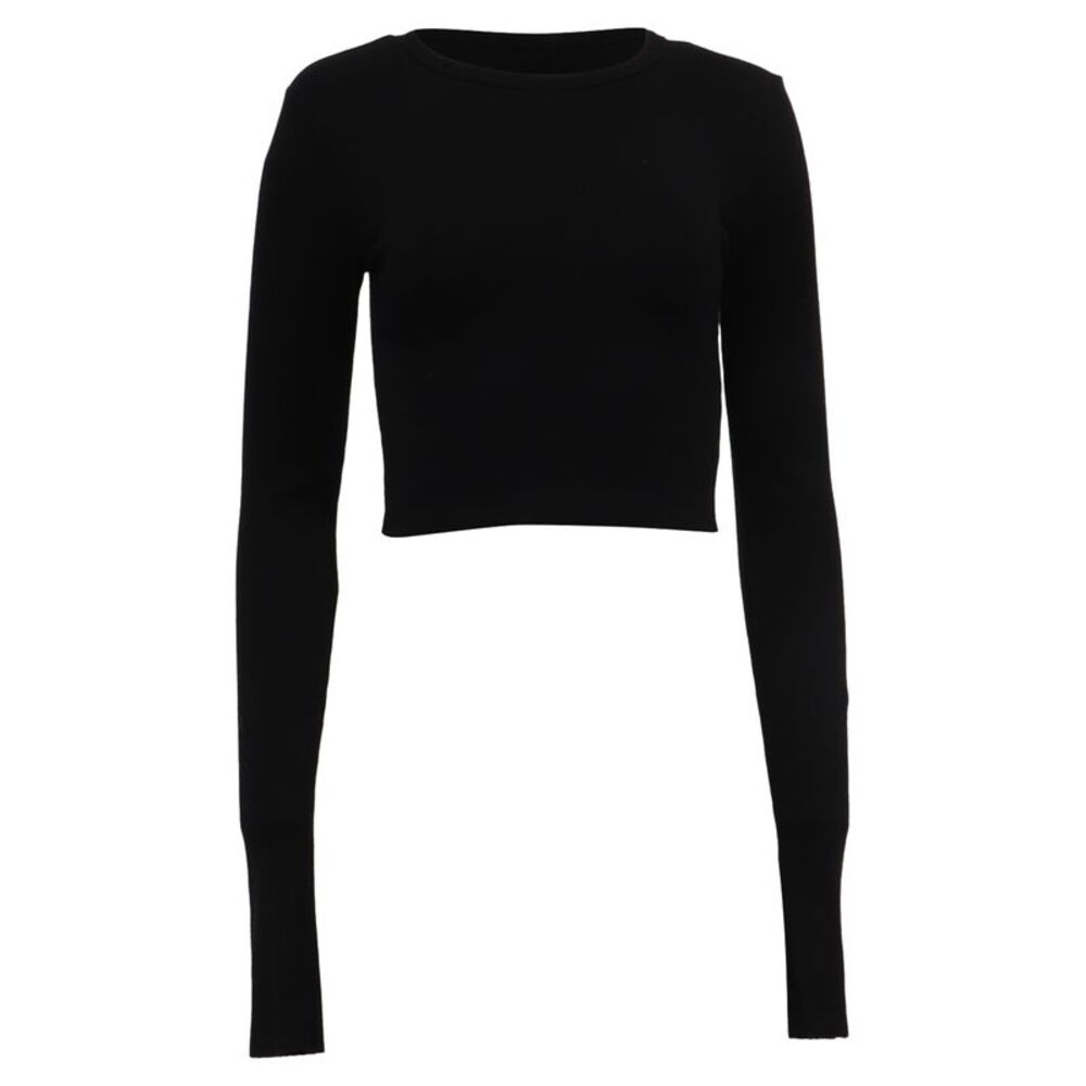 Éterne Long Sleeve Cropped Top in Black Cotton